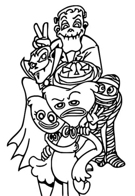 Coloriage Poppy Playtime Halloween Huggy Wuggy And Kissy Missy 3