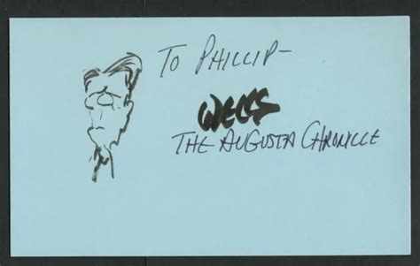Clyde Wells Editorial Cartoonist Signed Autograph 3x5 W Original