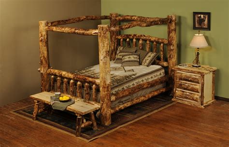 The canopy bed shown is built from rustic aspen, pine or red cedar wood. Beartooth Pass Rustic Aspen Canopy Bed ~ Rustic Aspen Log ...