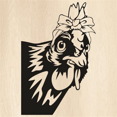 Chicken With Bandana Svg Rooster Silhouette Dxf Peeking Svg For