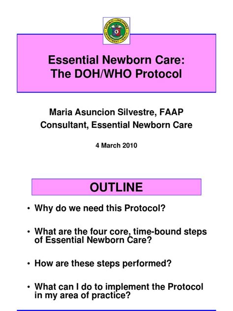 essentials  newborn care  dohwho protocol breastfeeding infants