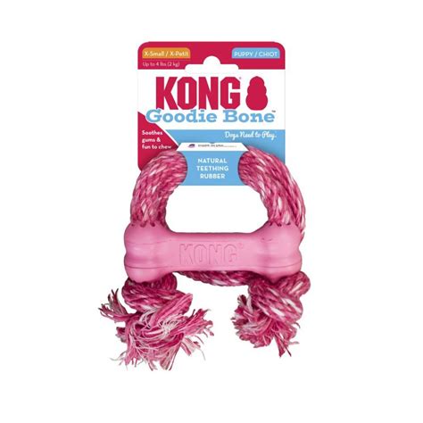 Kong Puppy Goodie Bone With Rope Xsmall Chew Toy Dog Toy