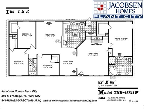 Tnr 46811w Mobile Home Floor Plan Jacobsen Mobile Homes Plant City