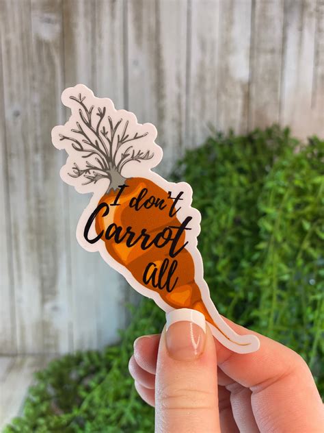 I Dont Carrot All Diecut Sticker Punny Humorous Sticker Etsy