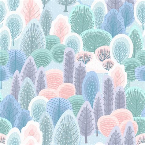 Abstract Seamless Pattern With Winter Forest Background Vector