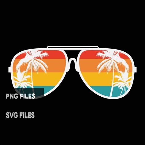 Beach Palm Tree Retro Sunglasses PNG And SVG Cut Files Clipart Etsy