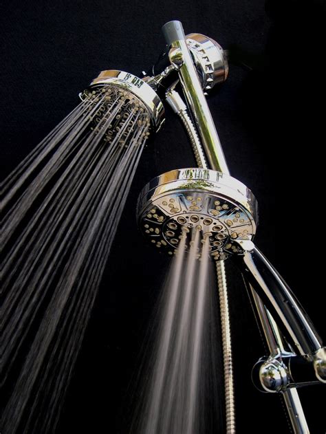 Homekicen matte black shower system multi rain head, 16 inch ceiling large rainfall square faucet, 6pcs full body spray jets, extra long hose handheld, thermostatic brass valve, bathroom luxury combo. AquaRain Dual Showerhead Filter with Stainless Steel Slide Bar