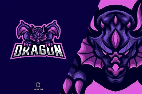 Premium Vector Purple Dragon Mascot Esport Logo For Game Team