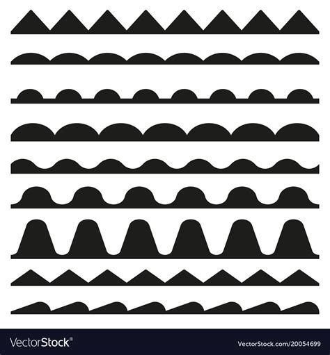 Set Seamless Zigzag And Wave Borders Design Vector Image
