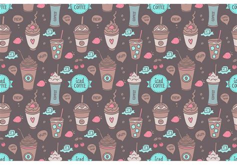 Free Colorful Iced Coffee Seamless Pattern Vector Download Free
