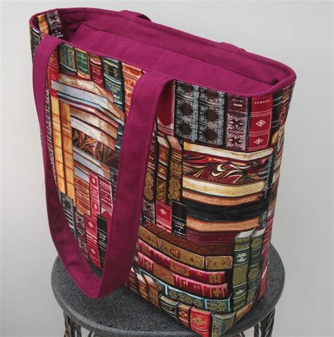 Zippered Book Bag Zippered Tote Medium Tote Book Bag T Etsy