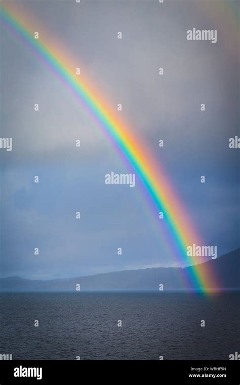 Double Rainbow Over The Norwegian Sea Stock Photo Alamy