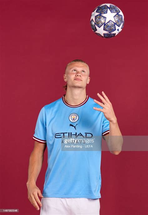 Erling Haaland Poses For A Portrait During A Manchester City Fc Uefa