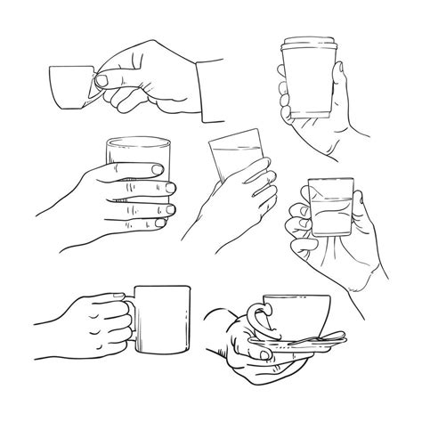 Line Drawing Of A Hand Holding A Glass 22444351 Vector Art At Vecteezy