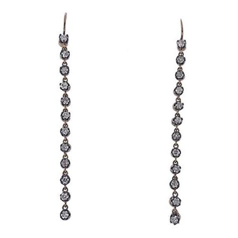18k Gold Silver Diamond Long Drop Earrings Sold At Auction On 14th