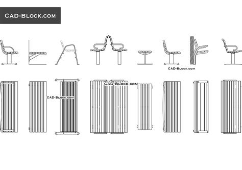 The fence can be made to any length to match your needs. Benches AutoCAD Blocks free download, CAD design in DWG