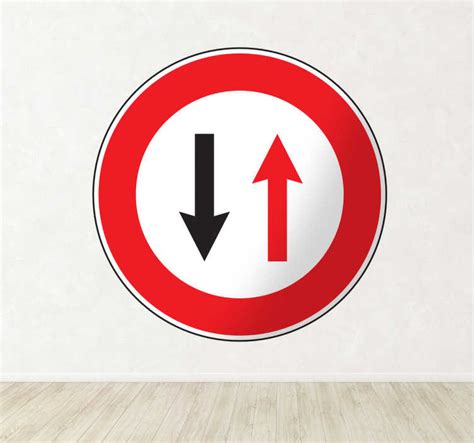 Priority To Oncoming Traffic Sign Sticker Tenstickers
