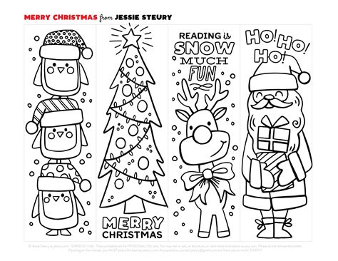 Free christmas coloring bookmarks
