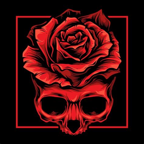 Red Skull Roses Logo Vector Premium Download