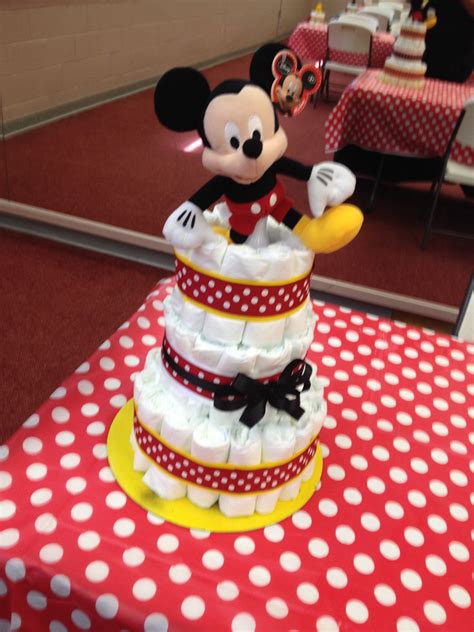 Oh baby mickey mouse cake topper black glitter baby shower newborn birthday party decorations supplies for boys. Mickey Mouse Diaper Cake by K Shack | Minnie baby shower ...