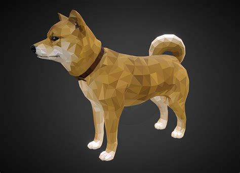 3d Model Dog Yellow Low Polygon Art Vr Ar Low Poly Cgtrader