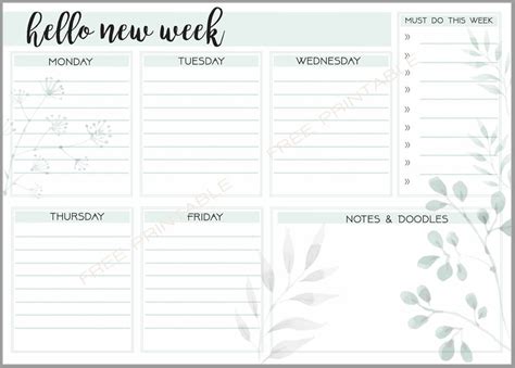 Free Pdf Printable Weekly Planner