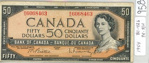 1954 Canada Modified Portrait Fifty Dollar Bill Bc42b Schmalz Auctions