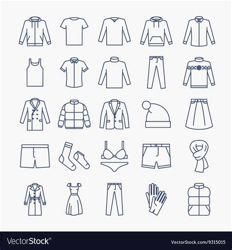 Clothes Linear Icons Royalty Free Vector Image
