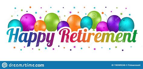 Happy Retirement Party Balloon Banner Colorful Vector Illustration