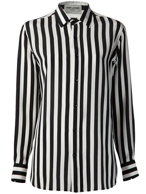 Black And White Silk Striped Shirt From Saint Laurent Avenuesixty