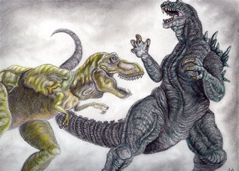 Godzilla Vs The T Rex By Rexbiteandspinopark Godzilla Vs