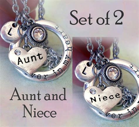 Set Of 2 Aunt And Niece Necklaces Forever In My Heart Etsy