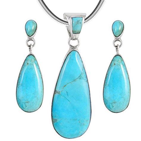 Matching Turquoise Gemstones Set Sterling Silver Pendant