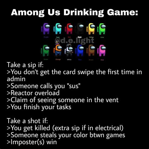 Among Us Drinking Game | Drinking games, Drinking, Games