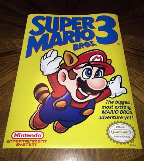 Super Mario Bros 3 Nes Box Art Retro Video Game 24 Poster Print