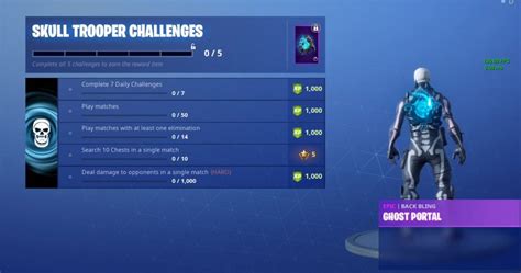 Skull Trooper Challenges Ghost Portal Back Bling Reward Fortnite Insider