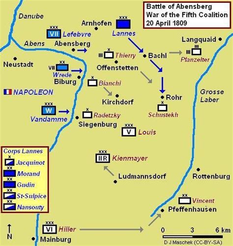 Battle Of Abensberg War Of The Fifth Coalition 20 April 1809 500 X 530 Rwarmaps