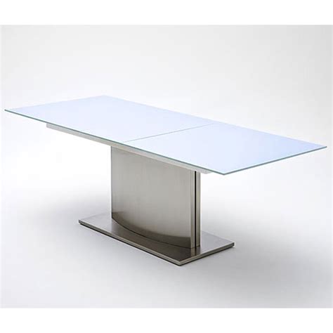 Memory Extending White Frosted Glass Dining Table 180 To