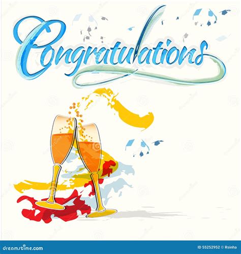 Congratulations With Champagne Glasses Stock Vector Illustration Of