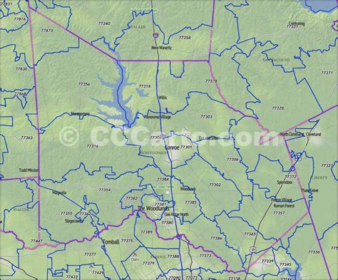 Montgomery County Tx Zip Code Boundary Map