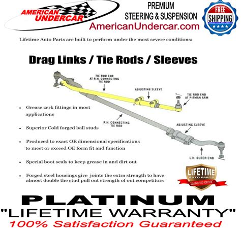 Lifetime Tie Rod Drag Link Sleeves Steering Kit Ford F250 F350 4x4 2011