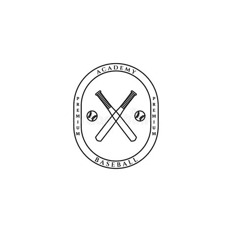 Baseball Logo Icon Line Art Design Minimalist Illustration Stock Vector