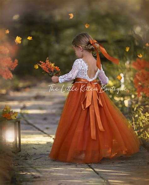 Burnt Orange Tulle Flower Girl Dress Rust Flower Girl Dress Etsy Uk
