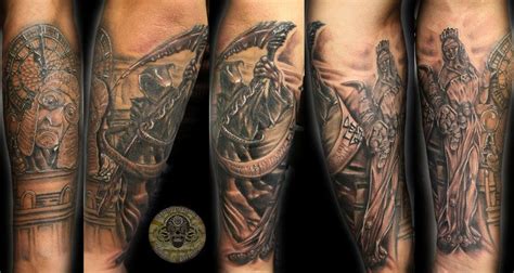 Judge Clock Reaper Fortuna By 2face Tattoo Tattoos Traditional