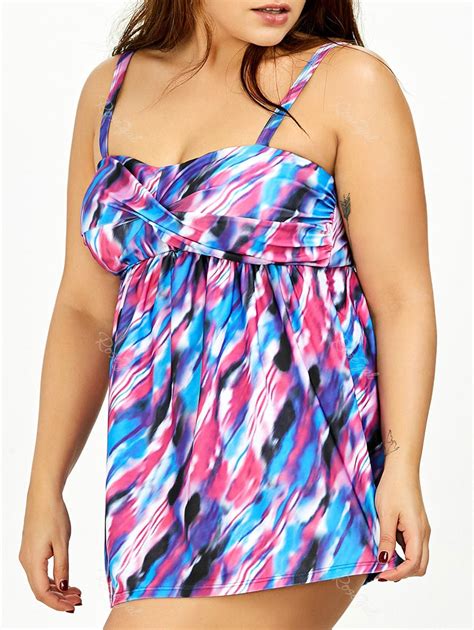 9 Off Empire Waist Plus Size Cami Skirted Tankini Swimsuit Rosegal