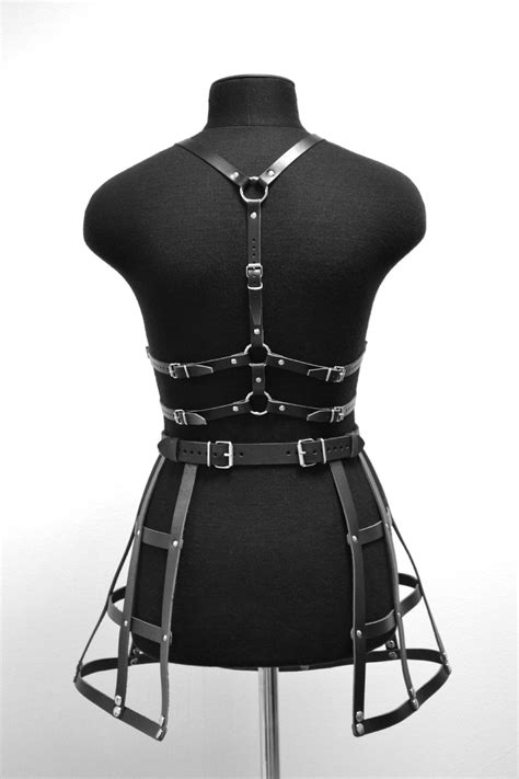 luxury caged leather harness fetish dress for sexy womentwo etsy