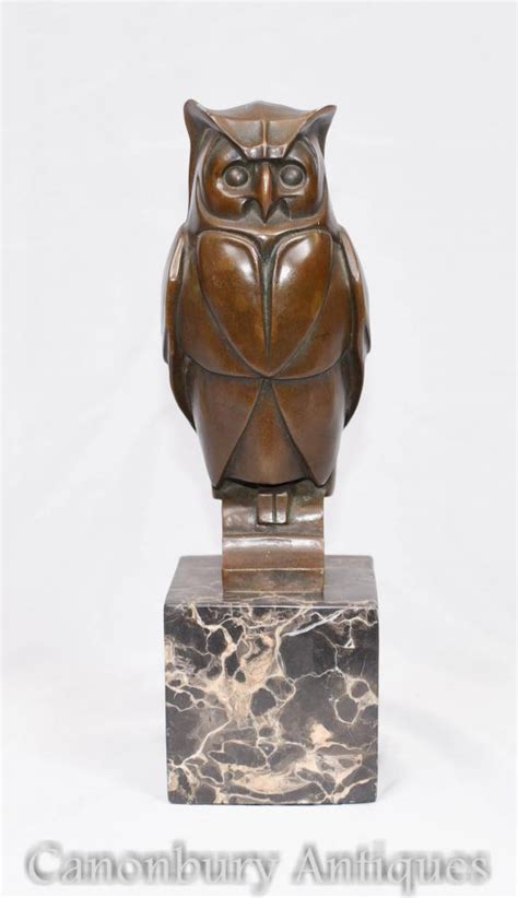 Bronze Art Deco Owl Statue Bird Of Prey