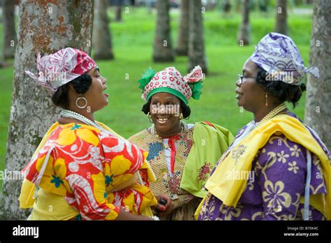 Suriname Paramaribo Creole Women In Kotomisi Dress The National