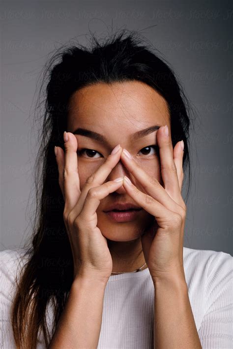 Asian Model With Hands On Face Stocksy United Human Reference Human Poses Reference Pose