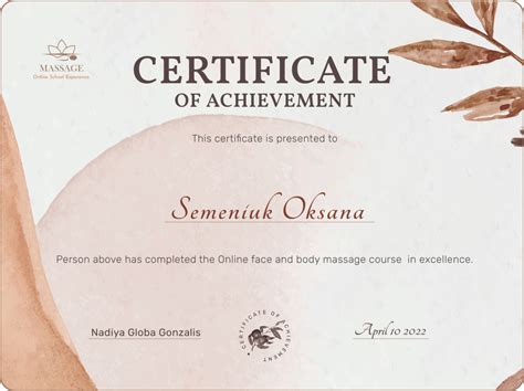 Certificate Design For Massage School By Oksana Semeniuk On Dribbble